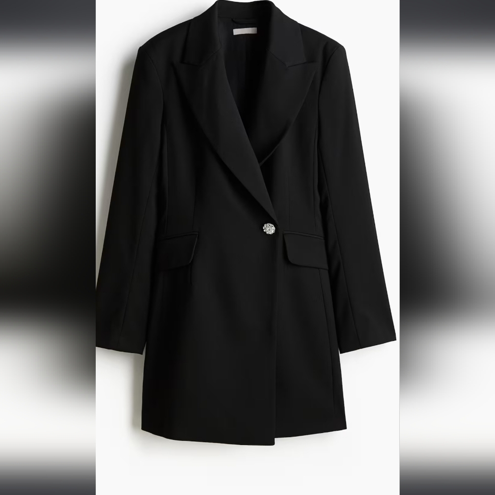 Rhinestone-Button Jacket Dress - Picture 4 of 7